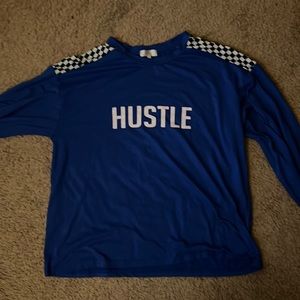 Stylish “Hustle” checkered long sleeve shirt